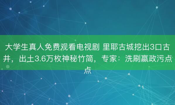 大学生真人免费观看电视剧 里耶古城挖出3口古井，出土3.6万枚神秘竹简，专家：洗刷嬴政污点