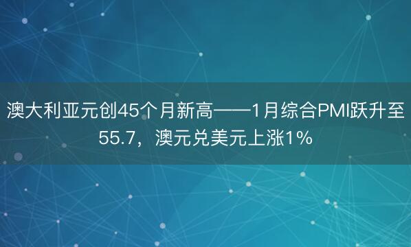澳大利亚元创45个月新高——1月综合PMI跃升至55.7，澳元兑美元上涨1%