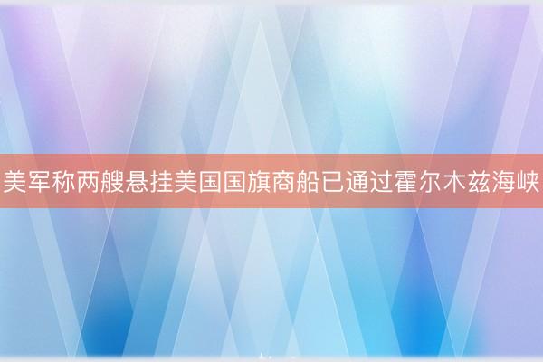 美军称两艘悬挂美国国旗商船已通过霍尔木兹海峡