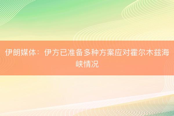 伊朗媒体：伊方已准备多种方案应对霍尔木兹海峡情况