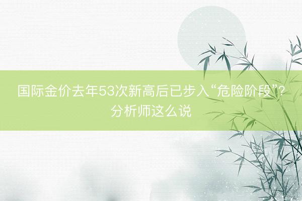 国际金价去年53次新高后已步入“危险阶段”？分析师这么说