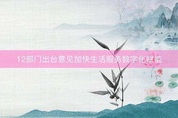 12部门出台意见加快生活服务数字化赋能