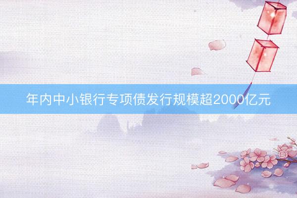 年内中小银行专项债发行规模超2000亿元