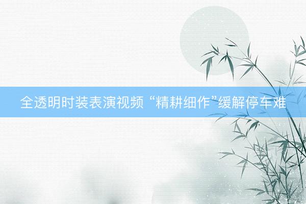 全透明时装表演视频 “精耕细作”缓解停车难