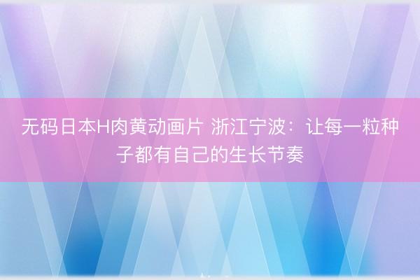 无码日本H肉黄动画片 浙江宁波：让每一粒种子都有自己的生长节奏