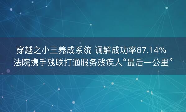 穿越之小三养成系统 调解成功率67.14% 法院携手残联打通服务残疾人“最后一公里”