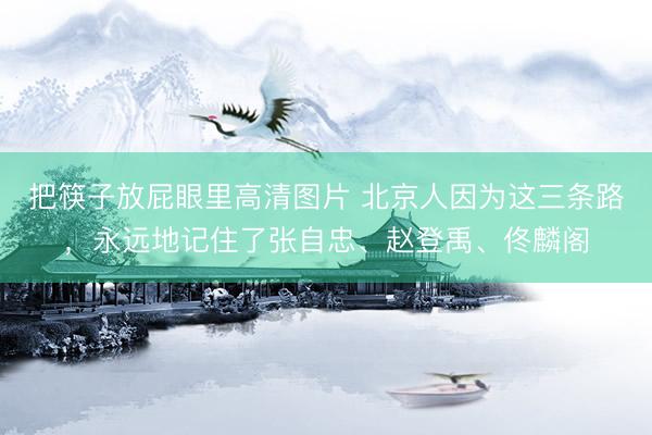 把筷子放屁眼里高清图片 北京人因为这三条路，永远地记住了张自忠、赵登禹、佟麟阁