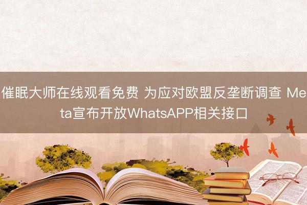 催眠大师在线观看免费 为应对欧盟反垄断调查 Meta宣布开放WhatsAPP相关接口