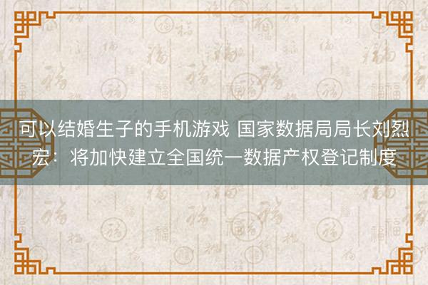 可以结婚生子的手机游戏 国家数据局局长刘烈宏：将加快建立全国统一数据产权登记制度
