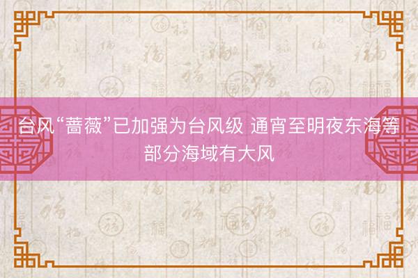 台风“蔷薇”已加强为台风级 通宵至明夜东海等部分海域有大风