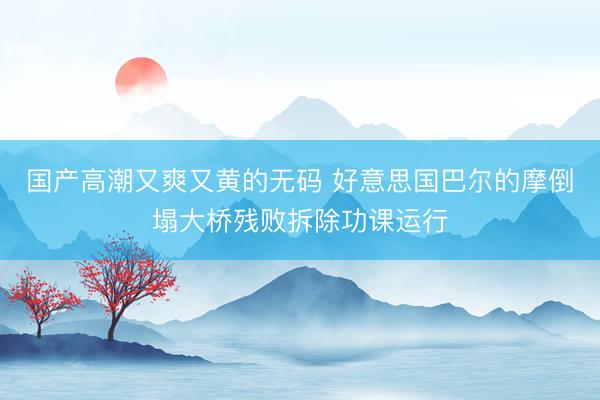 国产高潮又爽又黄的无码 好意思国巴尔的摩倒塌大桥残败拆除功课运行