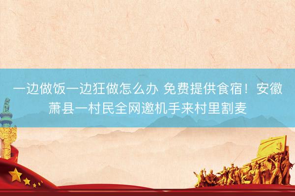 一边做饭一边狂做怎么办 免费提供食宿！安徽萧县一村民全网邀机手来村里割麦