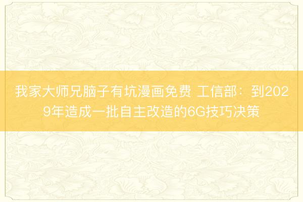 我家大师兄脑子有坑漫画免费 工信部：到2029年造成一批自主改造的6G技巧决策