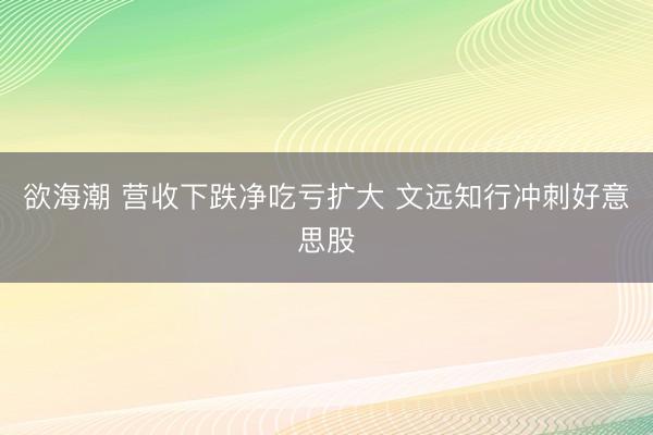 欲海潮 营收下跌净吃亏扩大 文远知行冲刺好意思股