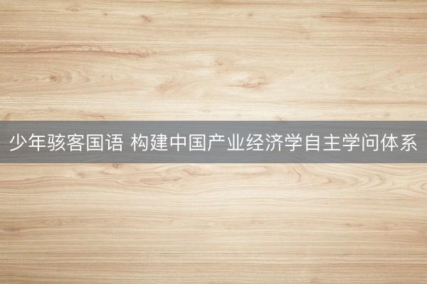 少年骇客国语 构建中国产业经济学自主学问体系