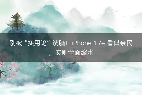 别被 “实用论” 洗脑！iPhone 17e 看似亲民，实则全面缩水