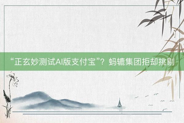 “正玄妙测试AI版支付宝”？蚂辘集团拒却挑剔