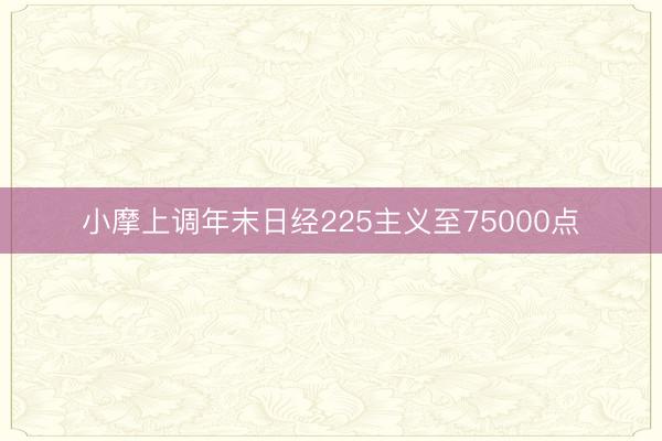 小摩上调年末日经225主义至75000点