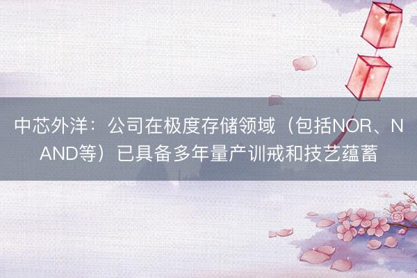 中芯外洋：公司在极度存储领域（包括NOR、NAND等）已具备多年量产训戒和技艺蕴蓄
