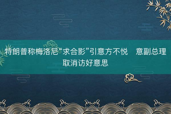 特朗普称梅洛尼“求合影”引意方不悦　意副总理取消访好意思