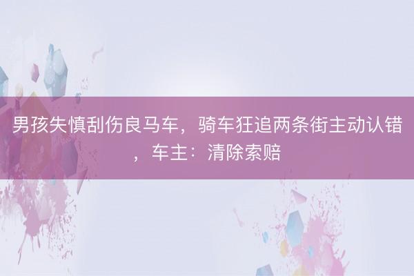 男孩失慎刮伤良马车，骑车狂追两条街主动认错，车主：清除索赔